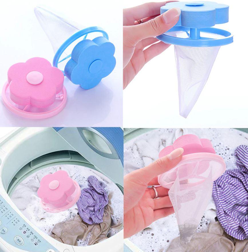 (Pack of 3pcs) - Hair Mesh Filter Cute Floating Lint Mesh Bag Mesh Hair Bag for Washing Machine (rendom color)