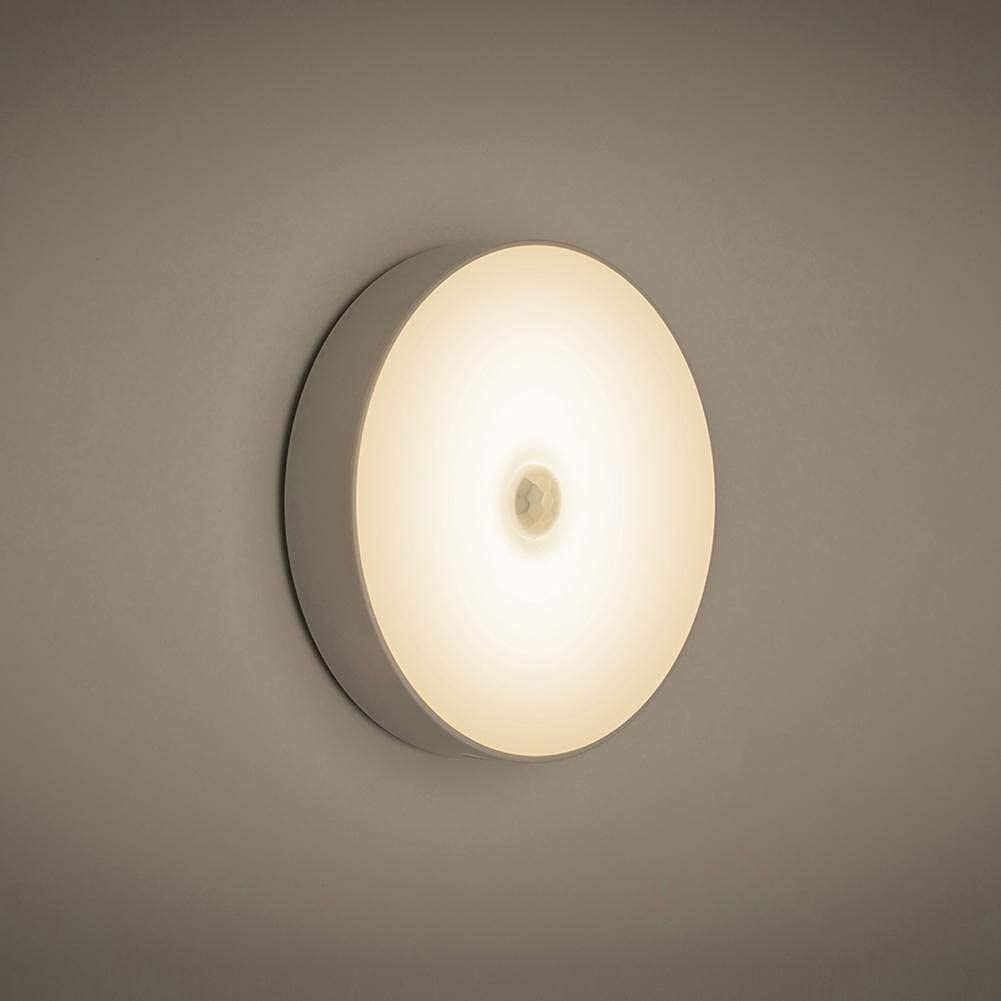 Motion Sensor Light for Home with USB Charging Wireless Self Adhesive LED Nightlight Rechargeable Body Sensor Wall Light for Hallway, Wardrobe, Bedroom, Stairs (White/Warm Light)
