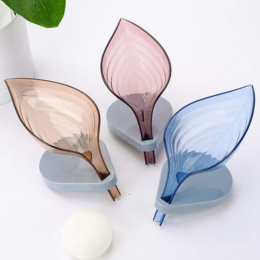 Creative Leaf Shape Plastic Soap Dish Suction Holder