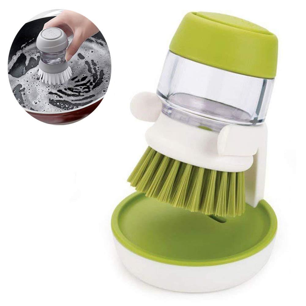 Cleaning Brush with Soap Dispenser for Kitchen, Sink, Dish Washer with Storage Stand