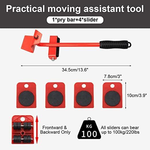 Furniture Lifter -Furniture Lifter Mover Tool Set Heavy Duty Furniture Shifting Lifting Moving Tool with Wheel Pads