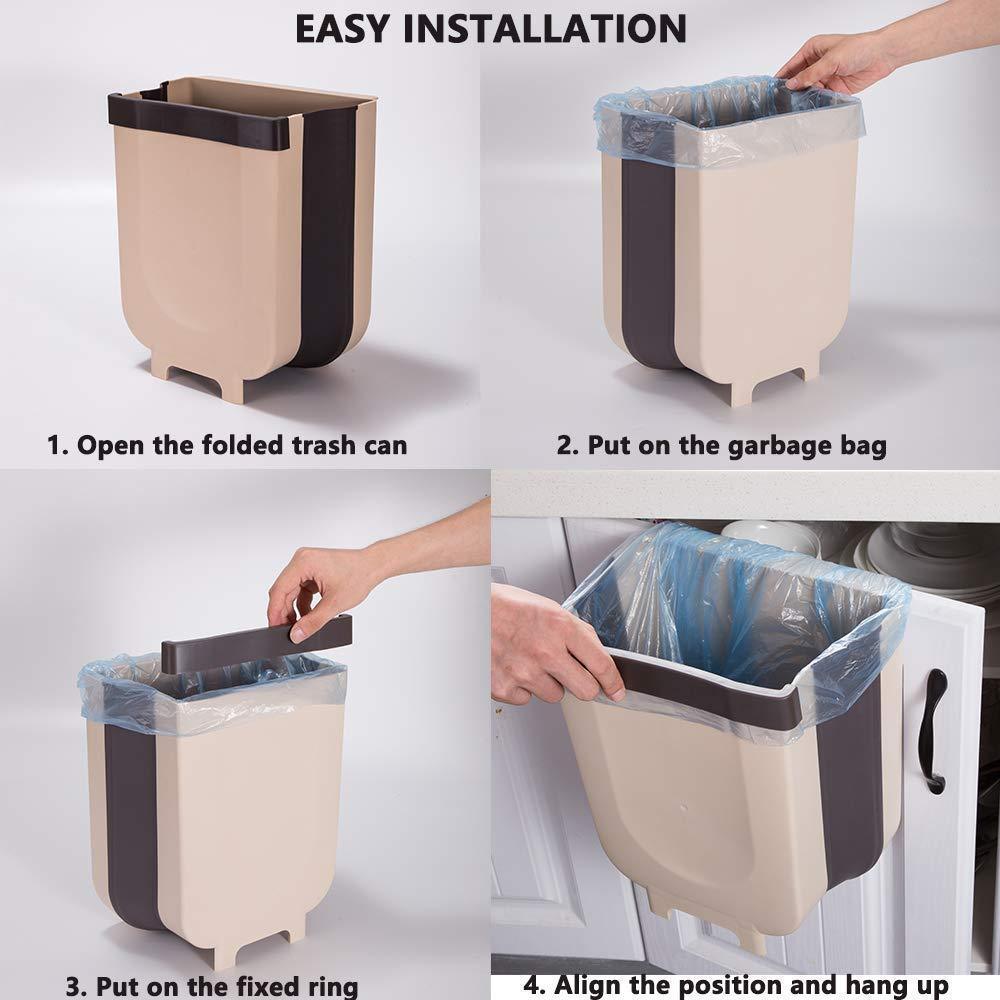 Kitchen Foldable Garbage Trash Box Door Mounted Organizer