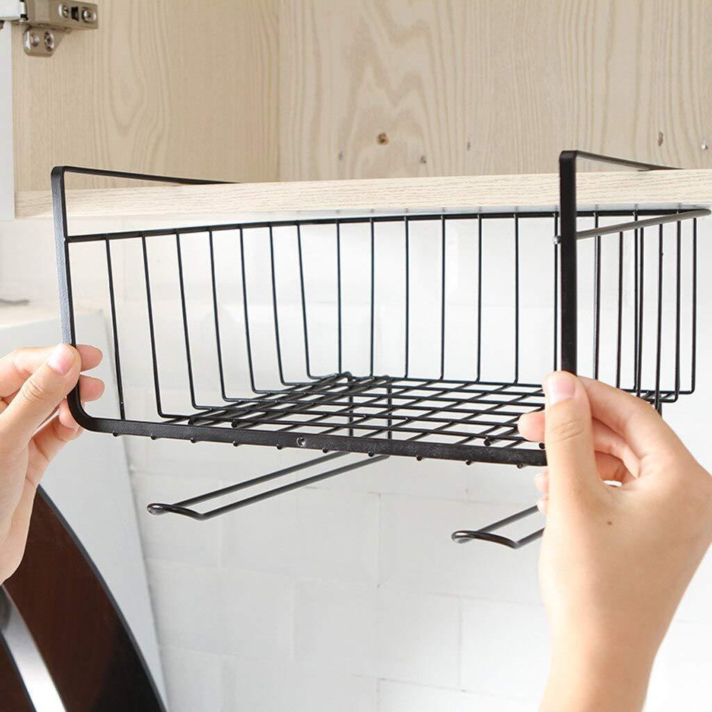 Kitchen Organizer - Multipurpose Under Shelf Storage Basket With Hanger
