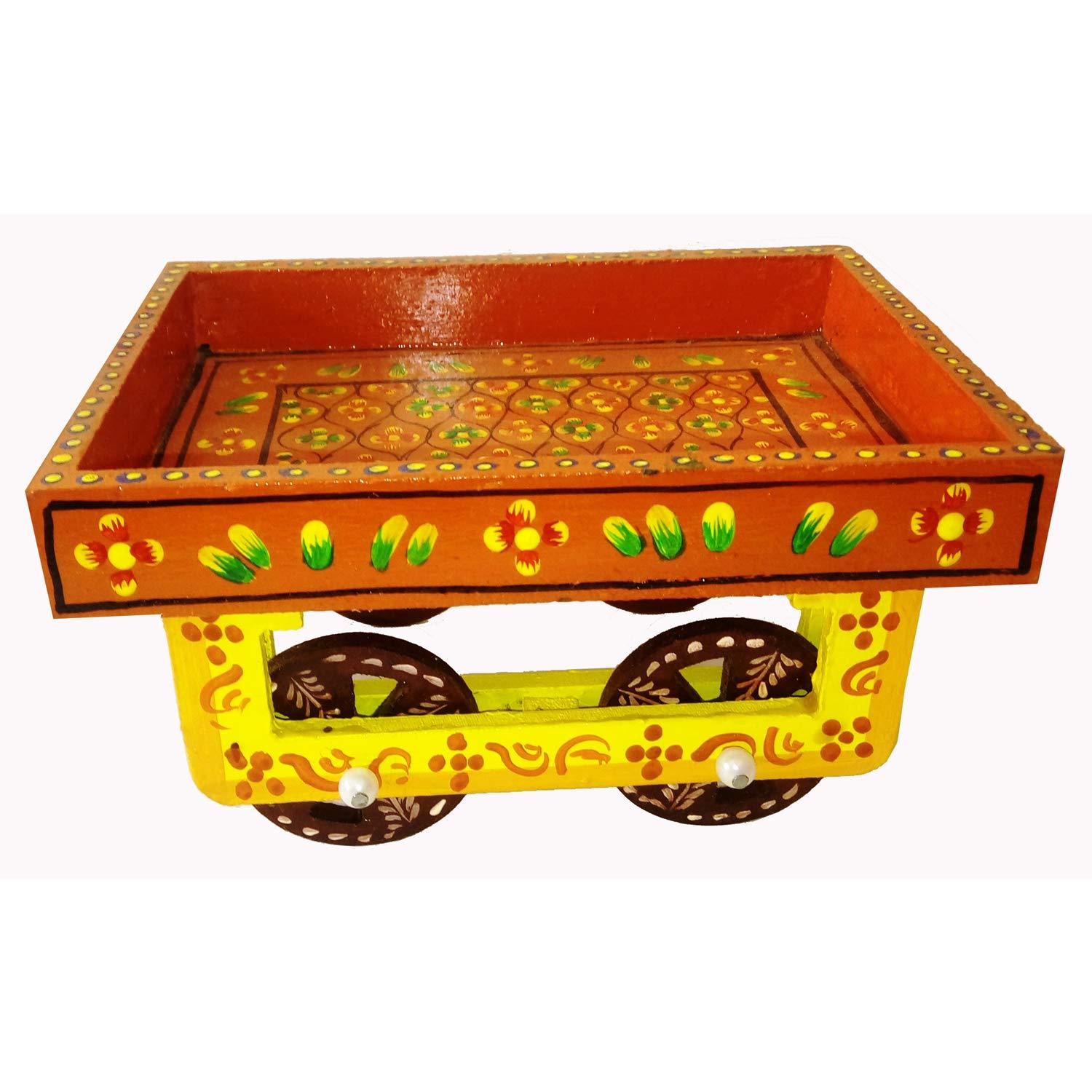 Handpainted Tea Cart Set 1 Kettle With 4 Glass 1 Thela Cart