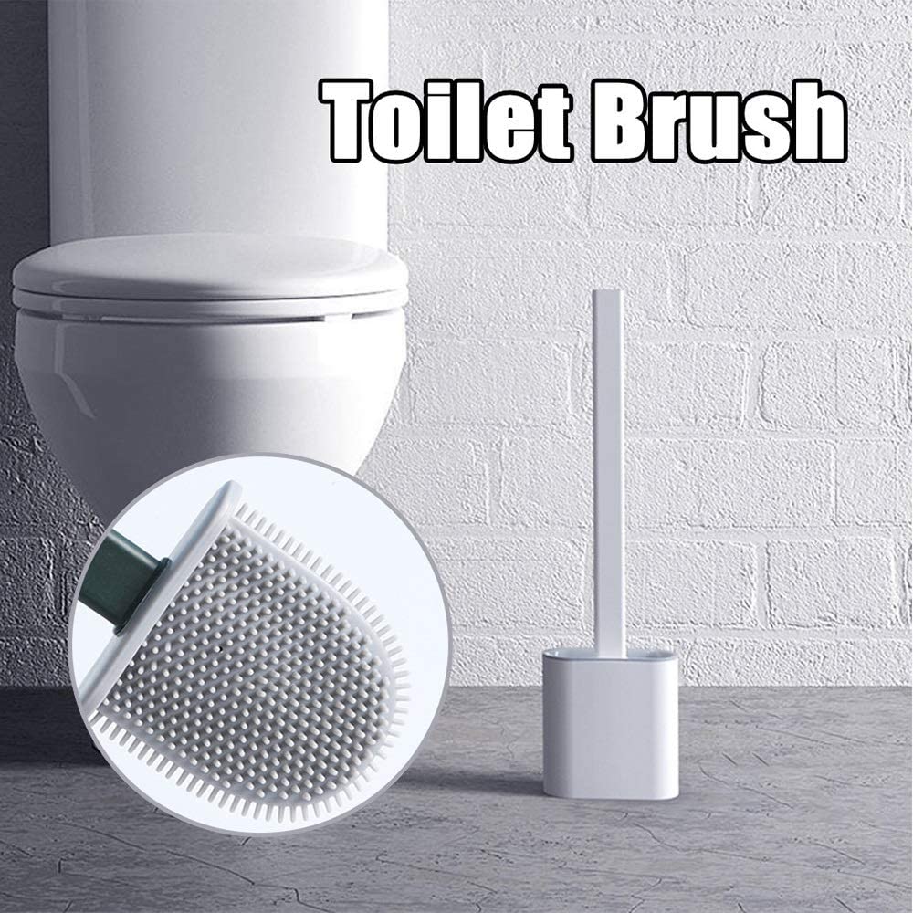 Toilet Brush - Silicone Toilet Cleaning Brush and Holder ( Color May Vary )