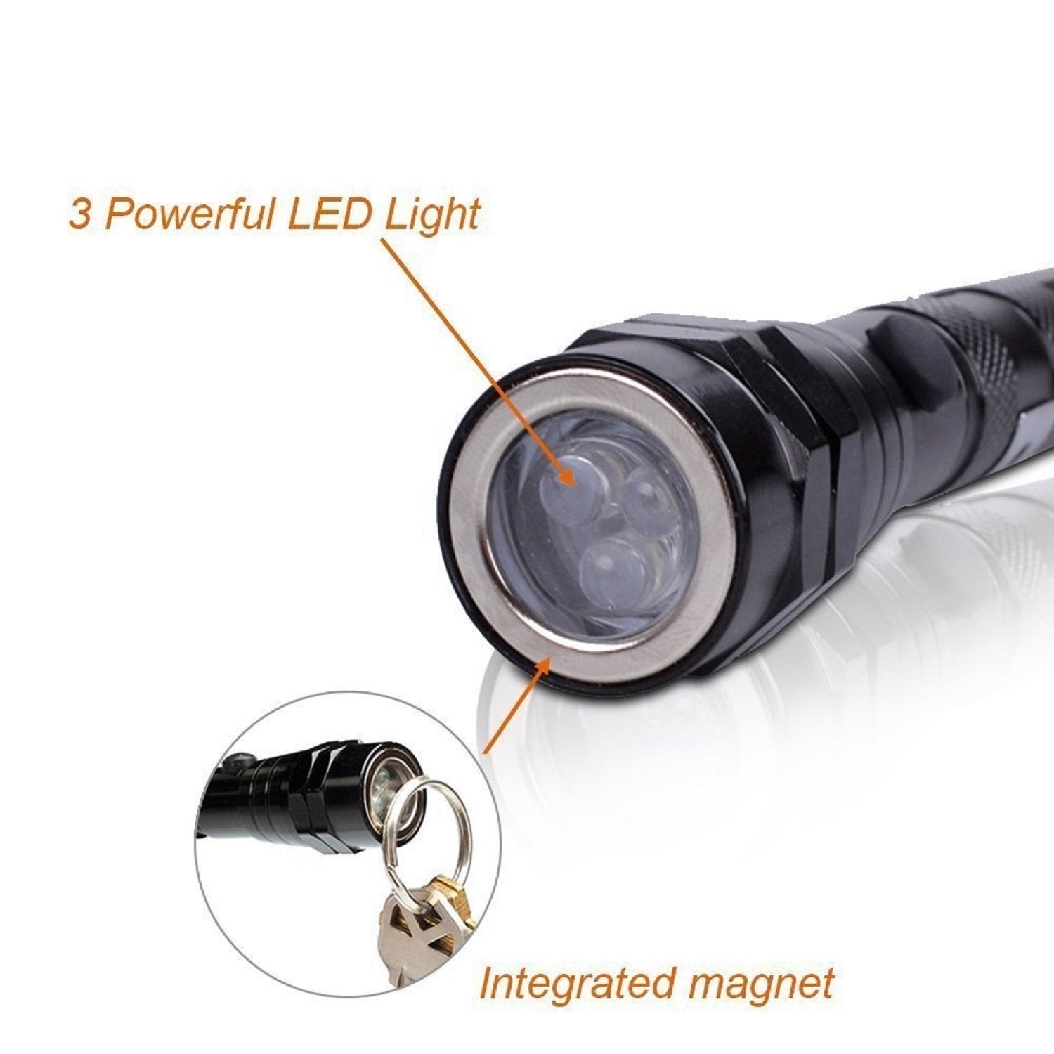 Telescopic LED Extendable Torch With Magnetic Head (Multicolor)