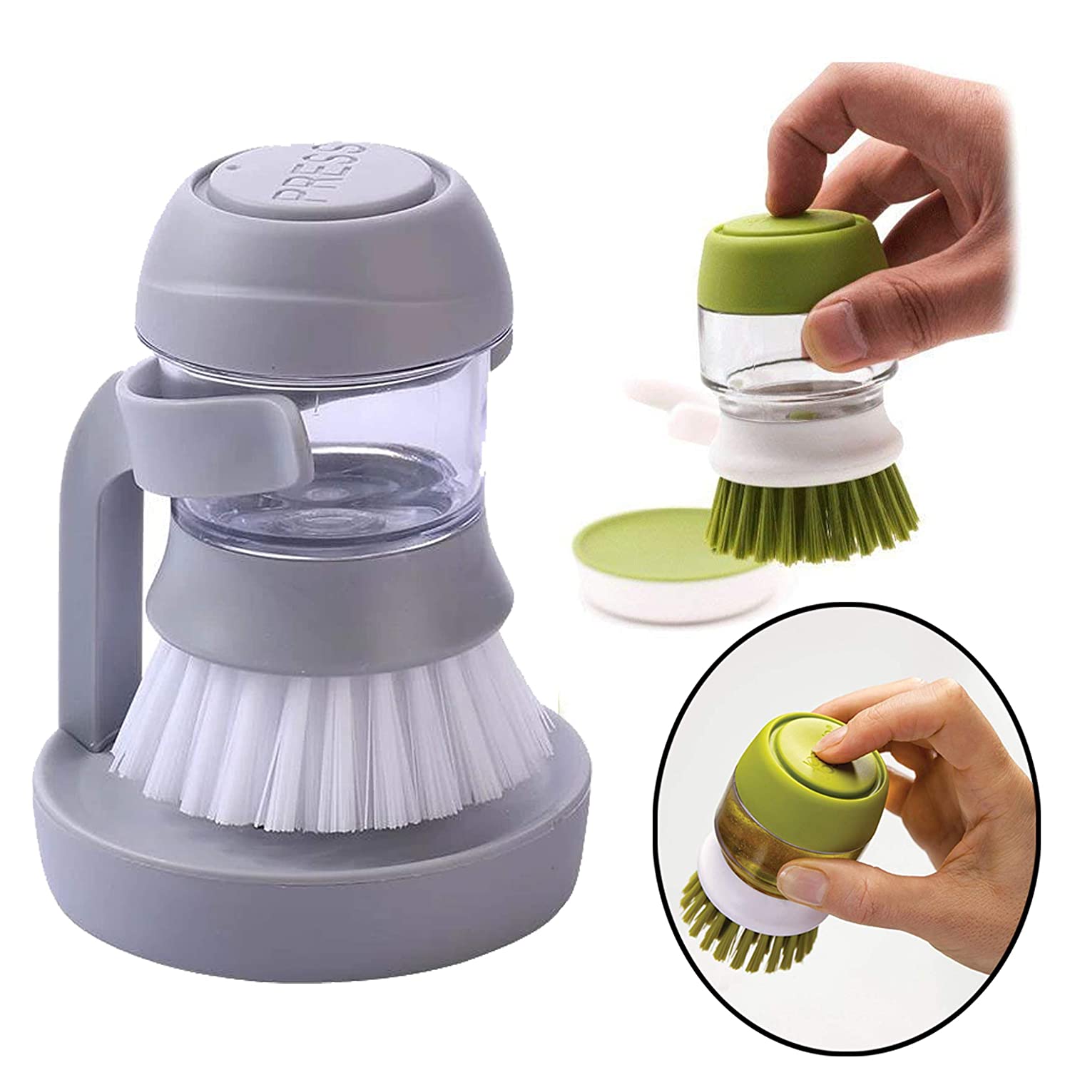 Cleaning Brush with Soap Dispenser for Kitchen, Sink, Dish Washer with Storage Stand