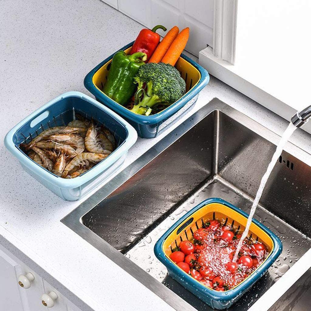 Double-Layer Kitchen Colander Drain Basin and Basket