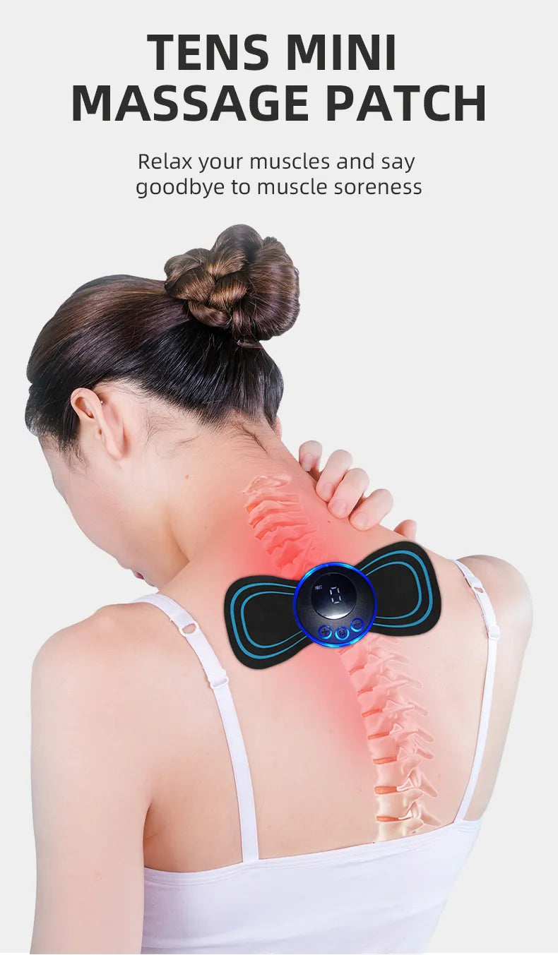 Electric EMS Neck Massager Mini Cervical Back Muscle Pain Relief Patch Stimulator Massageador Mat Portable