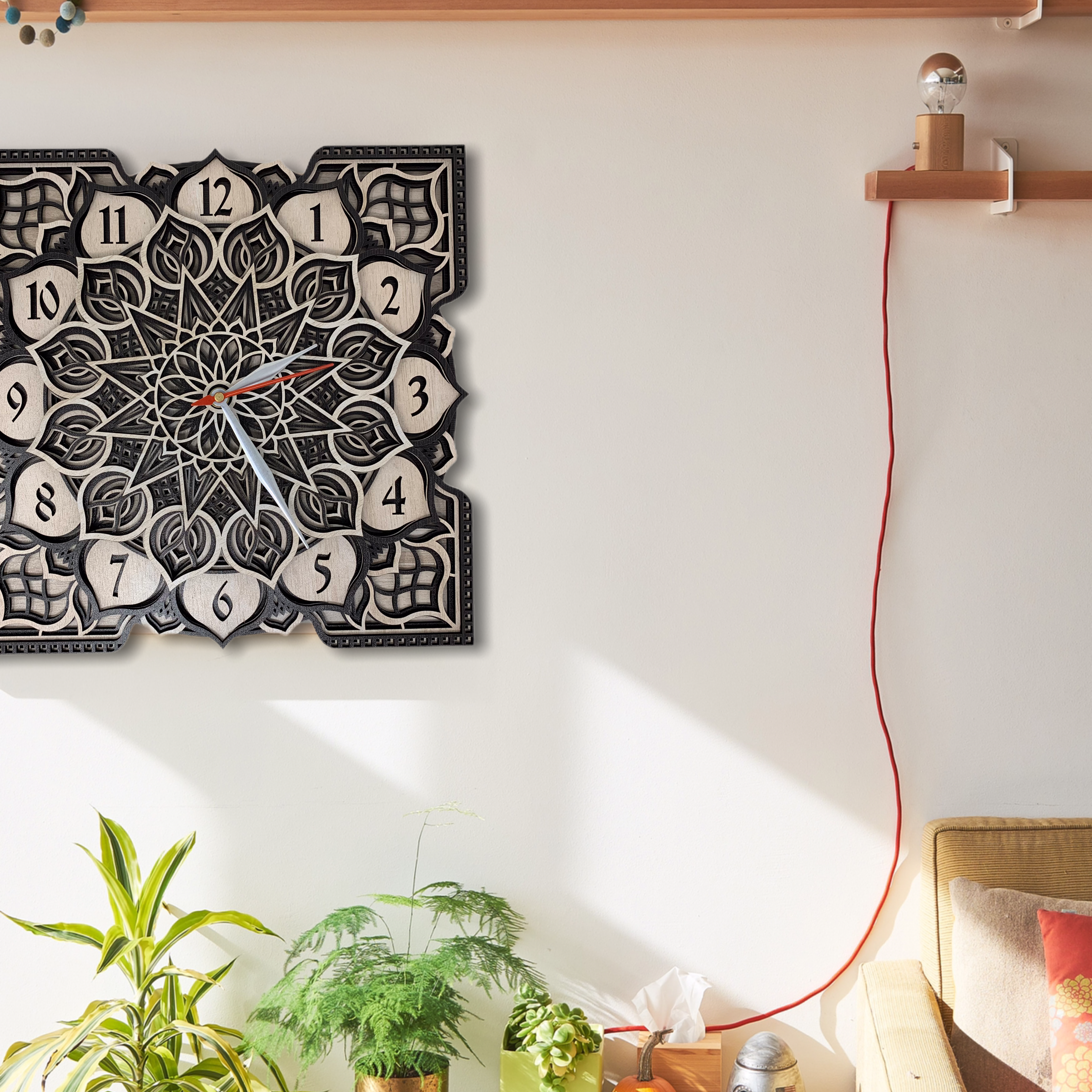 Gracious Flower 3D Multilayered Mandala Wall Clock